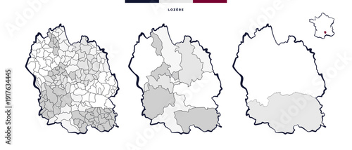 Département et cantons de Lozère - Occitanie (France)