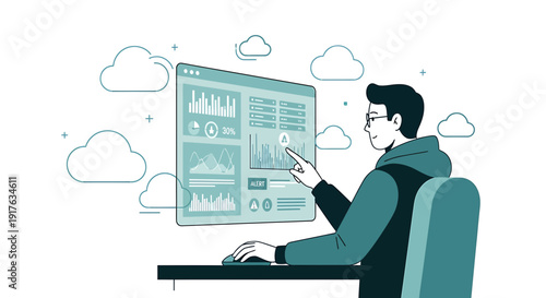Data analysis with cloud computing and digital dashboard interface