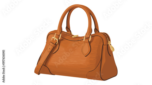 Brown leather handbag with gold hardware purse fashion