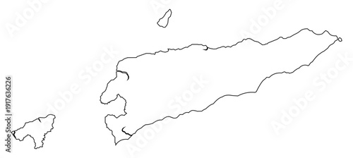 Black Outline Timor Leste Map Asian Country