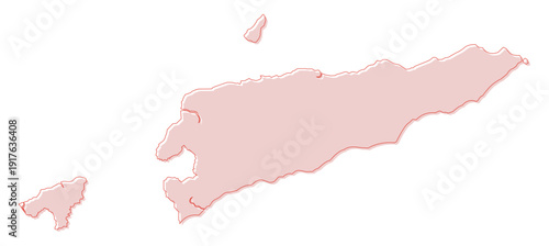Soft Red Simple with Outline Timor Leste Map with District Borders Asian Country