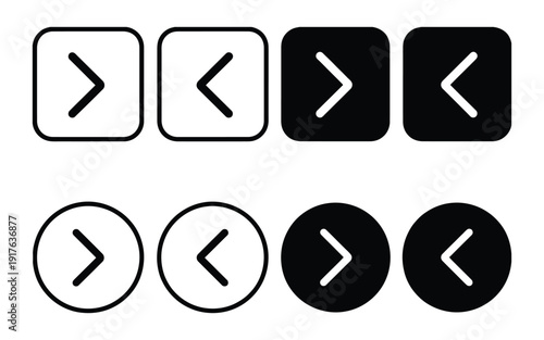 Free Download Web interface navigation buttons icon set. Slider arrow buttons symbols. Next and previous round buttons for app. Simple website arrow buttons in three different styles collection. - GFXLoad