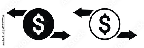 Euro dollar currency exchange icons with circular arrows showing conversion - Line and glyph icon and logo - Vector icon symbol for website - Icon vector