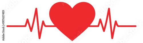 Modern illustration of a heartbeat line and heart icon depicting a healthy pulse for healthcare and wellness concepts