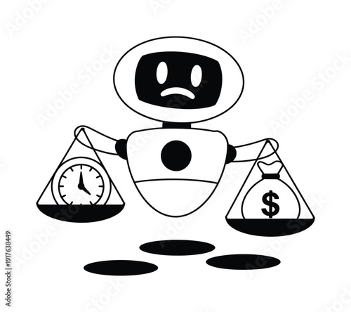 Sad Robot Balancing Time and Money on Scales