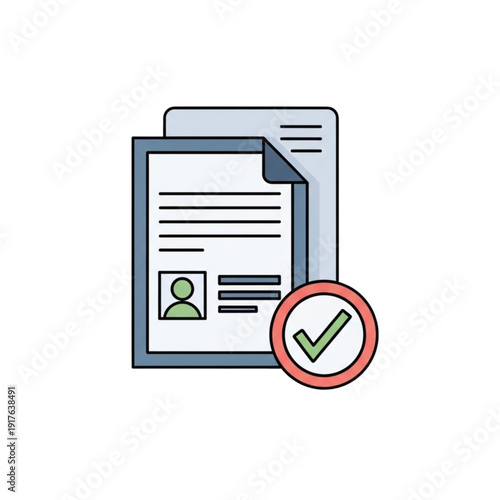 Verified Identification Documents with Profile and Checkmark Icon in Digital Format