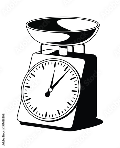 Vintage Kitchen Scale with Dial and Bowl