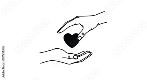 Two hands offering a heart shape a minimalist silhouette