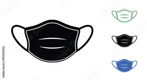 Face masks in various colors a protective health measure silhouette