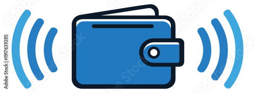 Modern line art illustration of a wallet depicting contactless payment for digital finance