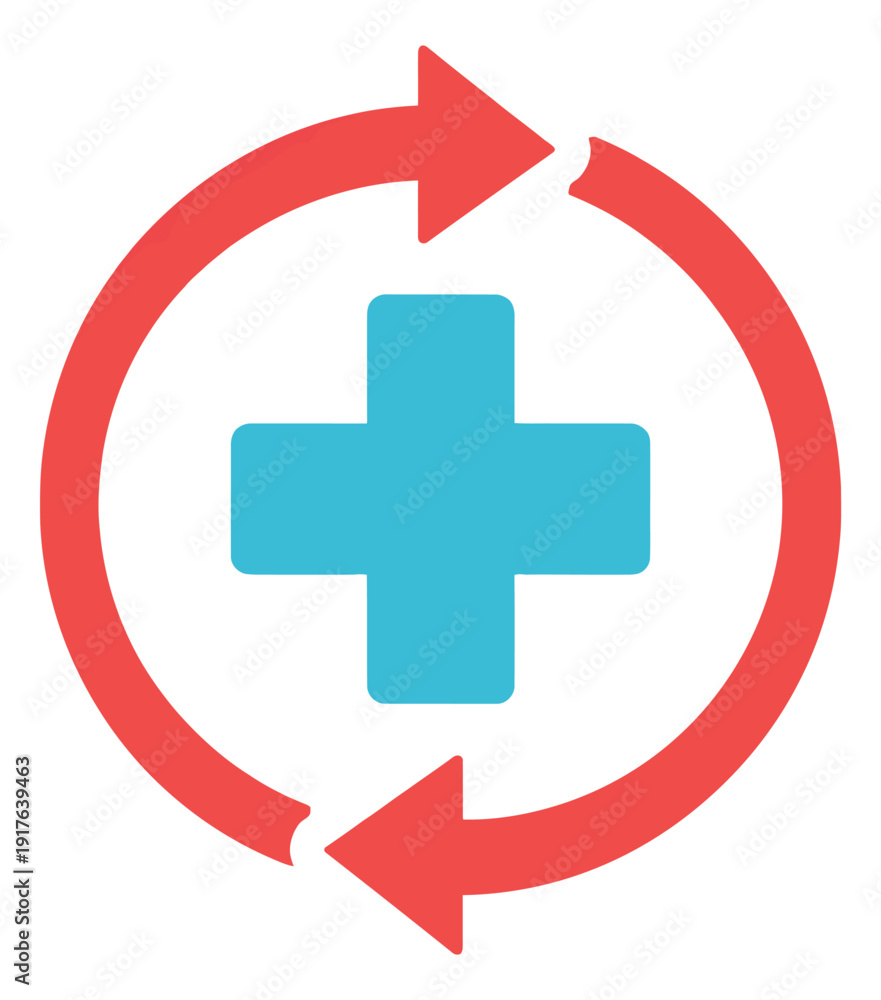 Obraz premium Graphic illustration of a medical cross depicting a continuous health service for patient care