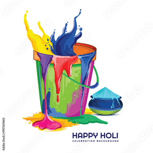 Happy holi cultural indian festival colorful greeting card