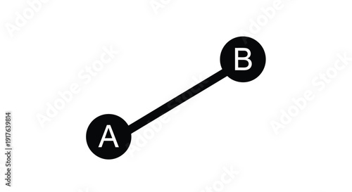 Simple diagram of two connected circles with letters a and b silhouette