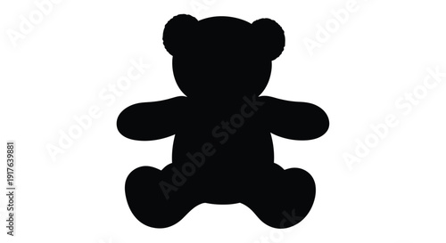 Simple black teddy bear shape against a white background silhouette
