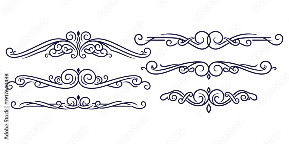 Obraz premium Ornate Illustrations Featuring Flourishes and Swirls in a Decorative Design