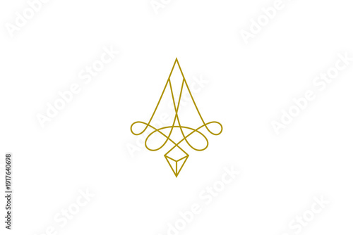 Luxurious diamond jewelry logo with gold color line art style