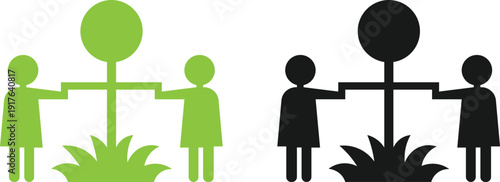 Modern and Minimal People planting icon