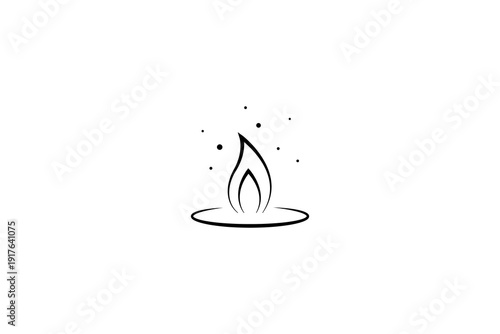 Flame wick candle logo design illustration concept style