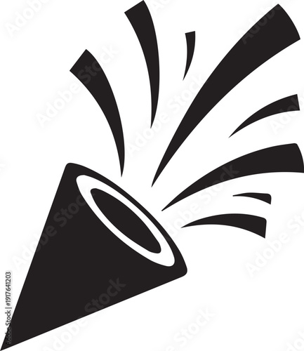 Party popper vector silhouette illustration line art symbol for celebration events design