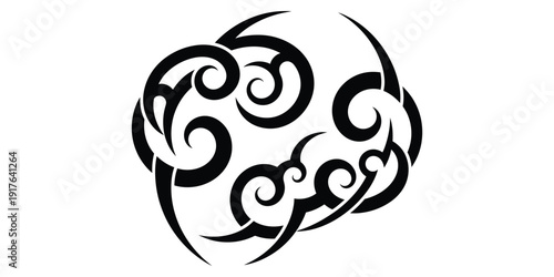 Intricate tribal design illustration featuring swirling patterns and abstract shapes