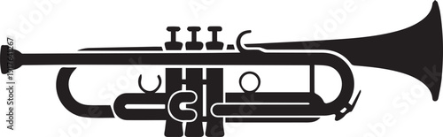 Trumpet vector illustration musical instrument silhouette flat line art isolated on white