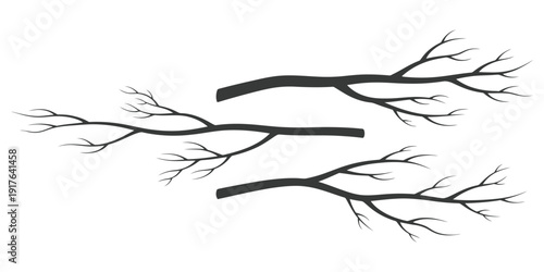 Black branches with bare limbs in simple illustration