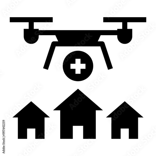 Medical Delivery Drone Solid Icon