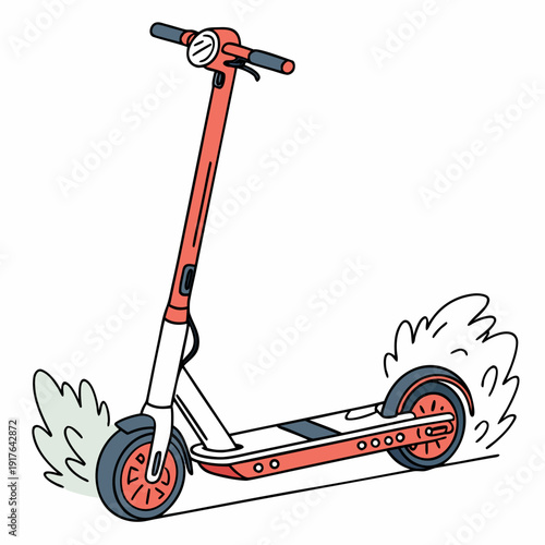 Orange and white electric scooter with motion lines