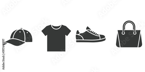 Fashion accessories including hat, shirt, shoes, and bag on display.