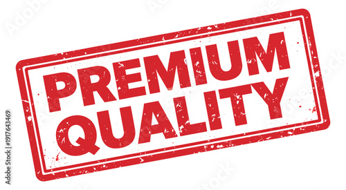 Distressed rubber stamp style illustration of a premium quality stamp depicting guaranteed excellence for product marketing