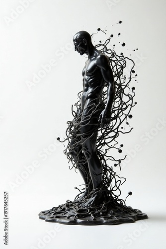 Wallpaper Mural Abstract Sculpture of a Male Figure Enshrouded in a Network of Dark, Organic Tendrils Torontodigital.ca