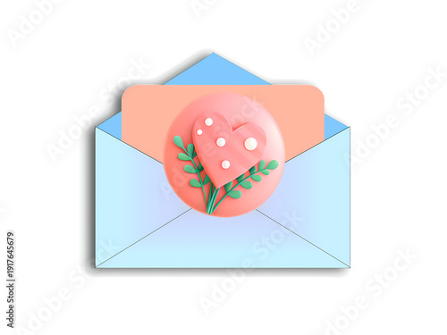 фотографія Charming heart shaped seal on romantic letter in elegant envelope