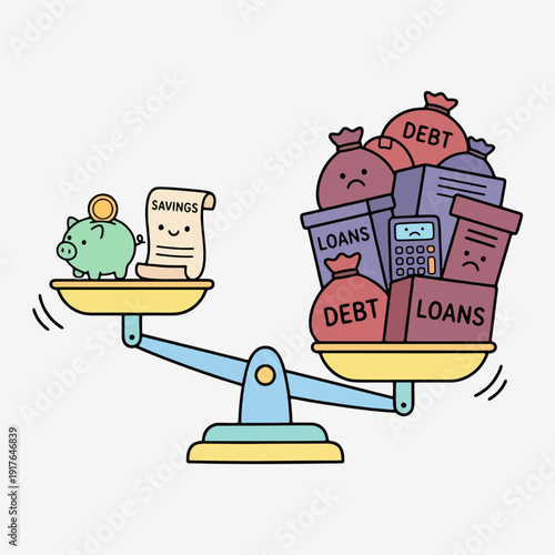 Savings versus Debt and Loans on a Scale.