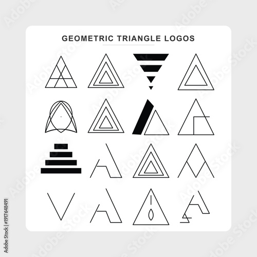 Geometric Delta Symbol Logos and Abstract Triangle Icons Vector Set