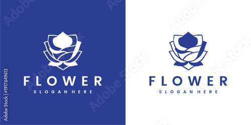 Floral ornament logo and icon set. Abstract beauty flower logo design collection.