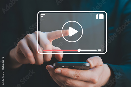 A person interacting with a video player on their smartphone screen