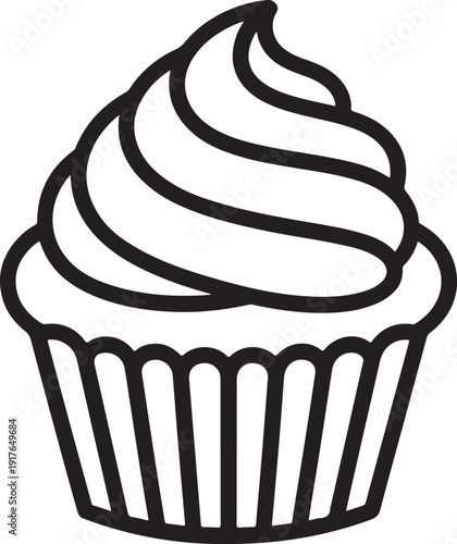 Delicious frosted cupcake illustration for bakery and dessert designs