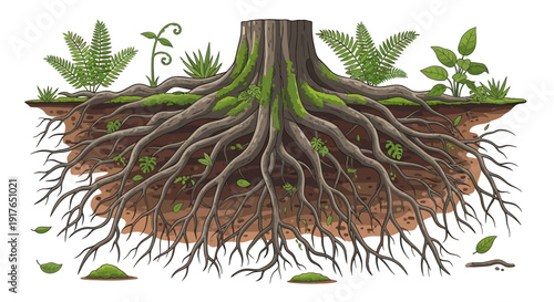 Tree Root System Growth.