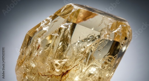 Golden Gemstone Crystal Formation Mineral Specimen.