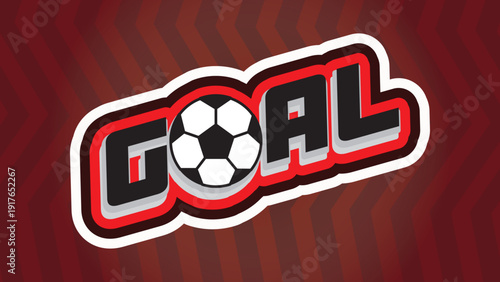 Bold Football Goal Lettering Design with Black White Red Text and Soccer Ball Symbol for Championship Tournament Promotion Poster**