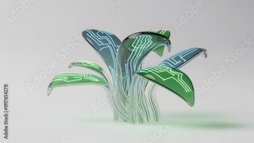 Wallpaper Mural Abstract futuristic plant with circuit pattern petals design illustration Torontodigital.ca
