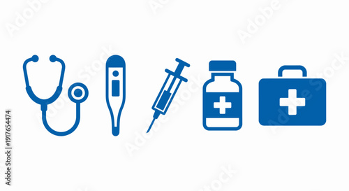 Medical Equipment Vector Icons, Flat Design Healthcare Instruments