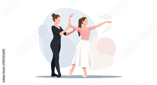 Ballet Dancer Practicing With Instructor