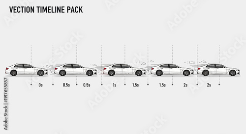 Automobile progression timeline vector illustration of a car in motion