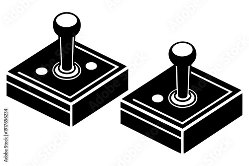 Retro Gaming Arcade Stick Silhouette Vector Illustration