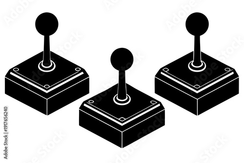 Retro Gaming Arcade Stick Silhouette Vector Illustration