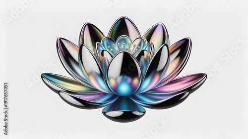 Wallpaper Mural Stunning metallic iridescent lotus flower design with reflective petals and vibrant colors Torontodigital.ca