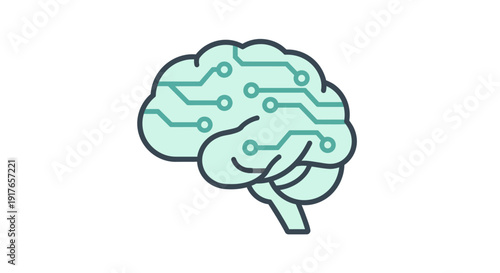 Brain with Circuit Lines.
