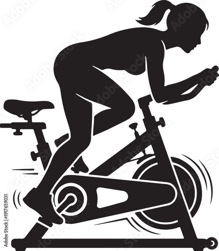vector of a cyclist sprinting on a stationary bike