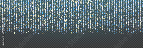 Elegant silver blue abstract vector bg with  glittering stars cascade. Twinkling metallic lametta with strass motifs and luminescent glow. Lavish shimmering sequins veil. Falling luminous specks.
